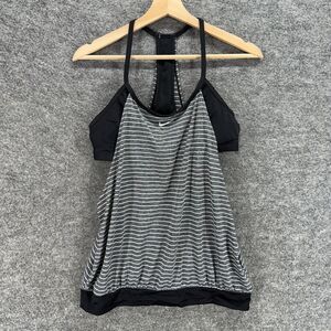 Nike Activewear Tank Women L Large Gray Striped Sleeveless Racerback Lined